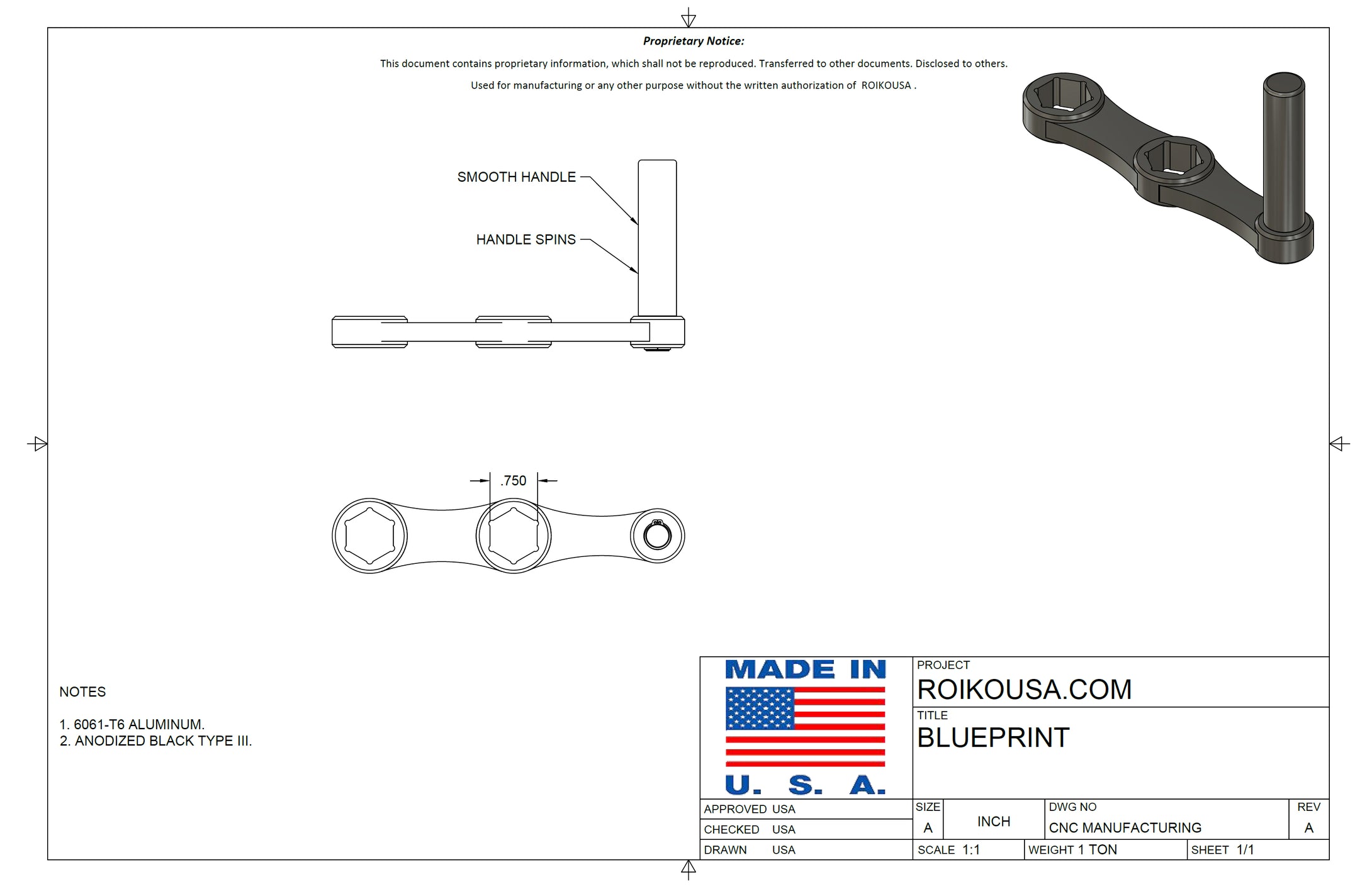 SPEED HANDLE 3/4 Size